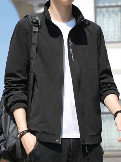 男士外套秋冬季2025新款加绒加厚休闲百搭行政夹克加肥加大码男装