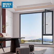 Broken bridge aluminum door and window sealing platform floor-standing soundproof bedroom guest room 87834 hall aluminum alloy poem gold window system door ink blue sealing balcony