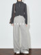 Faesslin Floral Gray Thickened Wool Trousers for Women, New Winter Style, Pleated, Drapey, Loose Straight Wide-Leg Pants