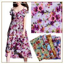 100D four-sided stretch printed fabric womens dress shirt fabric cross-border direct supply European and American style polyester floral fabric