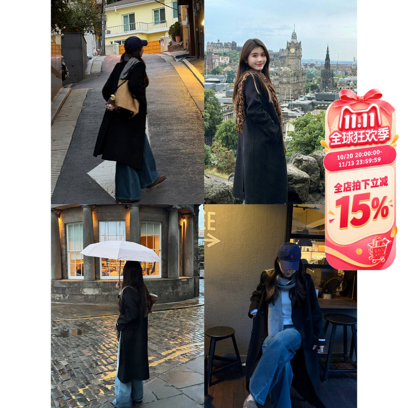 Ypp Yang Panpan Black Cashmere Coat for Women, 100% Sheep Wool, Korean Style Lapel, Warm and Thick Woolen Coat Ypp Yang Panpan Black Cashmere Coat for Women, 100% Sheep Wool, Korean Style Lapel, Warm and Thick Woolen Coat