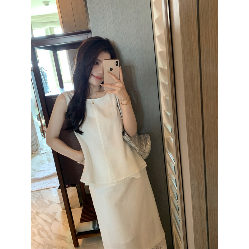 Ypp! Minimalism Double-Layer Linen Vest/Fake Two-Piece Tencel Linen Simple Sleeveless Shirt Ypp! Minimalism Double-Layer Linen Vest/Fake Two-Piece Tencel Linen Simple Sleeveless Shirt