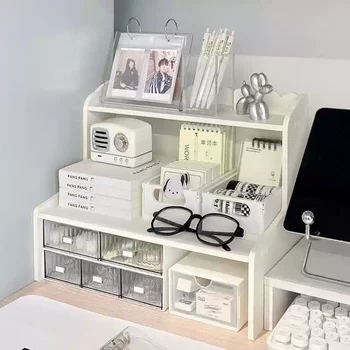 Ins wind desktop student storage rack multifunction desk cosmetics organization storage rack dormitory stationery storage box