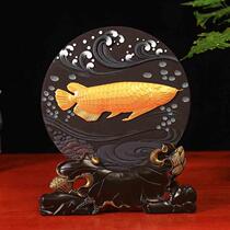 Arowana Chinese style ornaments home charcoal carving handicrafts living room entrance TV cabinet ornaments housewarming office decoration