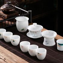 Su Kous housewarming gift for friends elders and bosses business gift tea set home hand-painted ceramic white