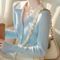 Early autumn new outer knitted cardigan womens thin long-sleeved top design niche sweater temperament jacket