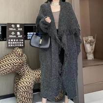 Design sense soft and waxy long sweater for women new 2024 early autumn cardigan loose Korean style lazy style jacket