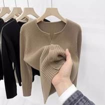 French retro pitted knitted cardigan for women early autumn new high-end sweater jacket with bottoming loose top