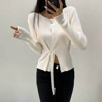 Korean style spring round neck sweater for women slim fit early autumn new design sweater cardigan top outer