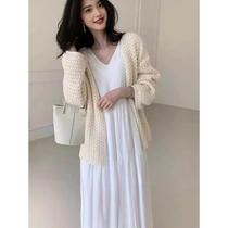 Early autumn new soft and glutinous sweater womens cardigan coat 2024 autumn and winter sweet and gentle style sweater high-end