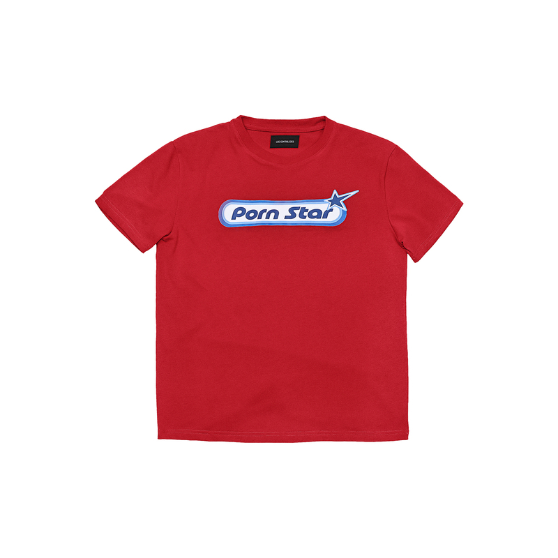 Lce* Out of Control Edge 26Ss'P*Rn Star' Fun Slogan Print Red Short-Sleeved T-Shirt