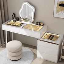 Solid wood slate dressing table glass light luxury high-end bedroom modern simple small apartment storage cabinet integrated small