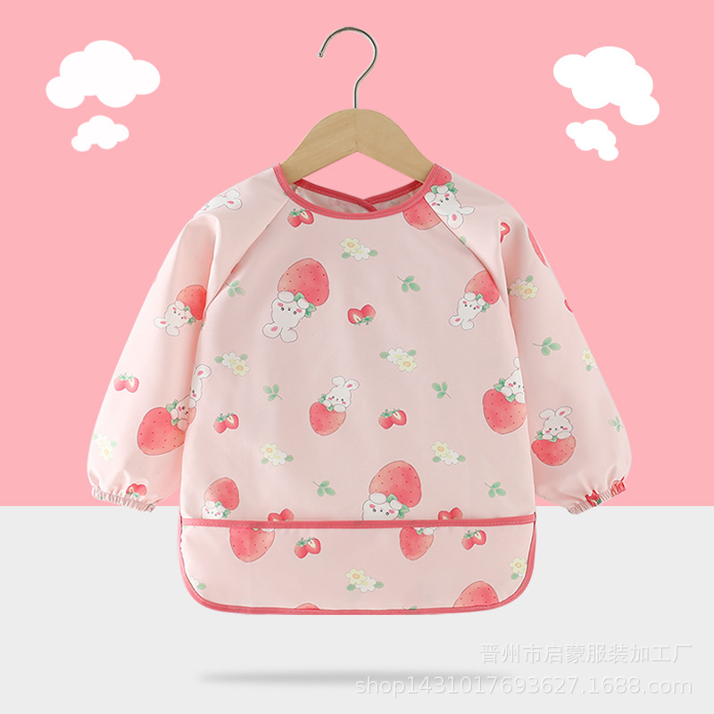 Smock baby eating bib waterproof and oil-proof baby boy and girl autumn and winter reverse dressing children's long-sleeved apron baby rice bag