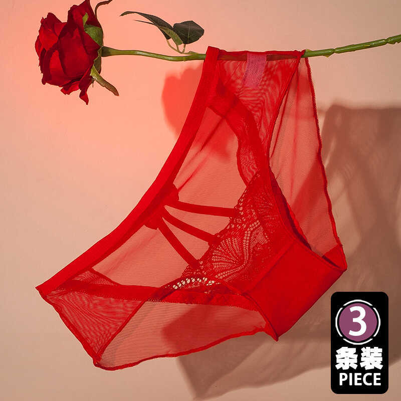 Red Zodiac Year Sexy Mesh Hollow-Out Women's Panties Pure Desire Style Wedding Bride Pure Cotton Crotch Briefs Underwear Red Zodiac Year Sexy Mesh Hollow-Out Women's Panties Pure Desire Style Wedding Bride Pure Cotton Crotch Briefs Underwear
