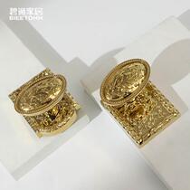 Bitong Creative French Bright Gold Door Lock Bedroom Double Door Light Luxury American Wooden Door Lock Home Retro Door Handle
