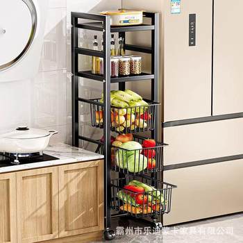 Kitchen storage rack clip-on microwave oven multi-layer vegetable rack movable storage rack narrow-slit storage rack