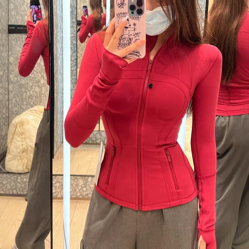 Lulu Style Fitness Jacket for Women, Autumn and Winter Tight-Fitting Stand-Up Collar Yoga Wear, Long-Sleeved Running Jacket Top