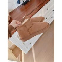 Surprise price~Classic mini sheepskin all-in-one genuine leather wool warm snow boots flat low-cut short boots