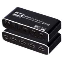 HDMI matrix 2X2 with dual audio HDMI2 0 matrix 2 in 2 out 4K 60HZ supports HDCP2 2 crack