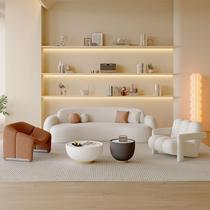 Fabric sofa living room 2024 new small apartment simple internet celebrity curved beauty salon clothing store rest area reception