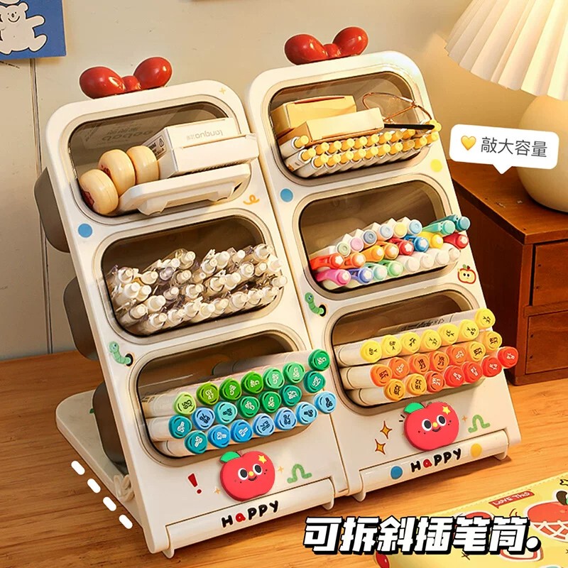 German Fzy Oblique Pen Holder Large-Capacity Stationery Storage Box Desktop Marker Organizer Children's Bookshelf Storage Rack German Fzy Oblique Pen Holder Large-Capacity Stationery Storage Box Desktop Marker Organizer Children's Bookshelf Storage Rack