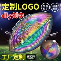 Standard machine-sewn PU reflective adult game training supplies waist flag retro No. 9 American luminous football