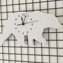 ins Nordic home polar bear clock cartoon silent clock wall decoration childrens room clock soft decoration