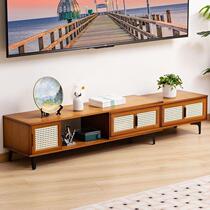 New Chinese style simple TV cabinet living room wine cabinet multi-functional TV background wall cabinet storage cabinet bamboo floor cabinet