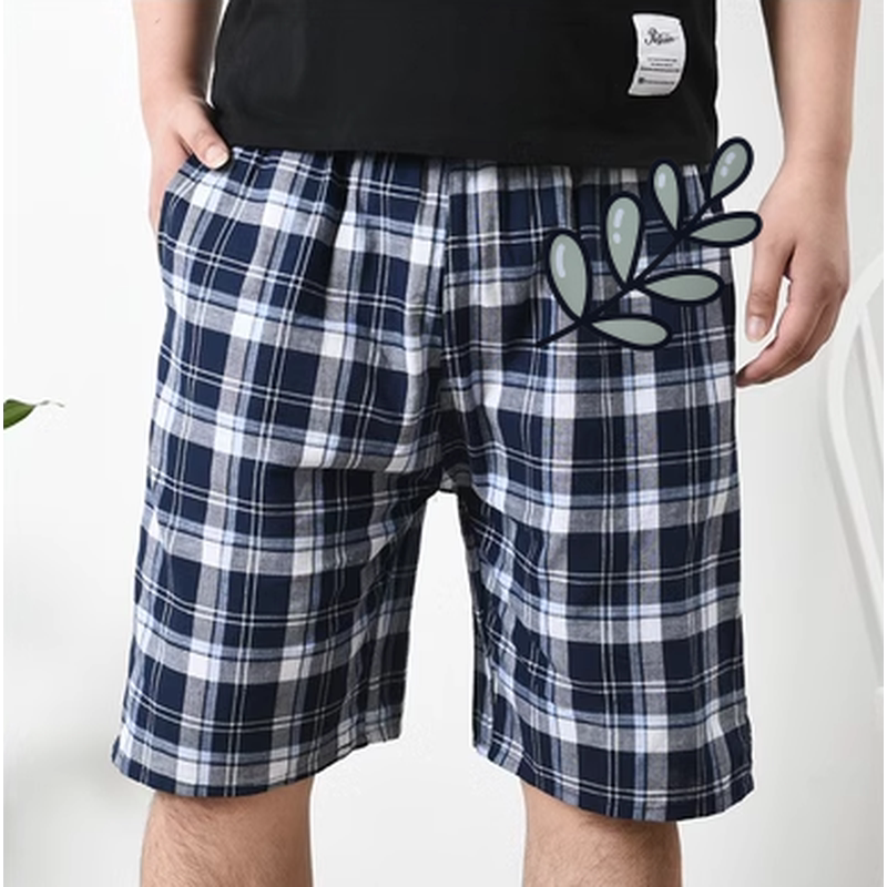 Middle-Aged and Elderly Men's Pure Cotton Plaid Shorts, Loose-Fitting Beach Shorts, Casual Home Wear, Large Shorts for Sports and Walking Middle-Aged and Elderly Men's Pure Cotton Plaid Shorts, Loose-Fitting Beach Shorts, Casual Home Wear, Large Shorts for Sports and Walking