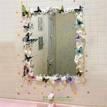 Mirror decorative frame full body mirror ins style floor mirror diy transformation material puff flower handmade makeup mirror