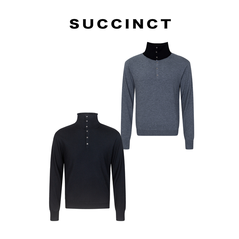 Succinct Wool-Blend Skin-Friendly Double-Layer Buttoned Rolled Collar Long-Sleeve Sweater Autumn and Winter Base Layer Top Succinct Wool-Blend Skin-Friendly Double-Layer Buttoned Rolled Collar Long-Sleeve Sweater Autumn and Winter Base Layer Top