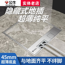 Bull ultra-thin floor plug flat stainless steel hidden embedded floor plug marble open network floor socket
