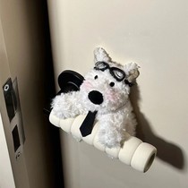 West Highland Door Knob Gloves Anti-collision Decoration Universal Entry Bedroom Door Knob Plush Doll Pendant Cute and Simple