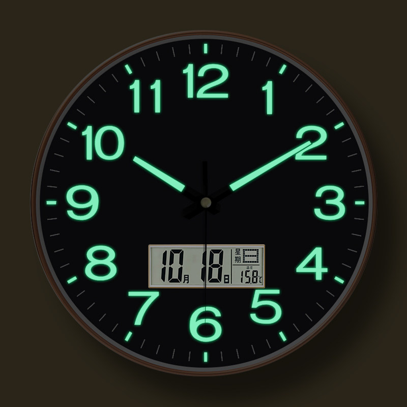 Modern Minimalist Luminous Living Room Wall Clock, Bedroom Stylish Clock, Creative Home Personalized Radio-Controlled Clock, Quartz Clock