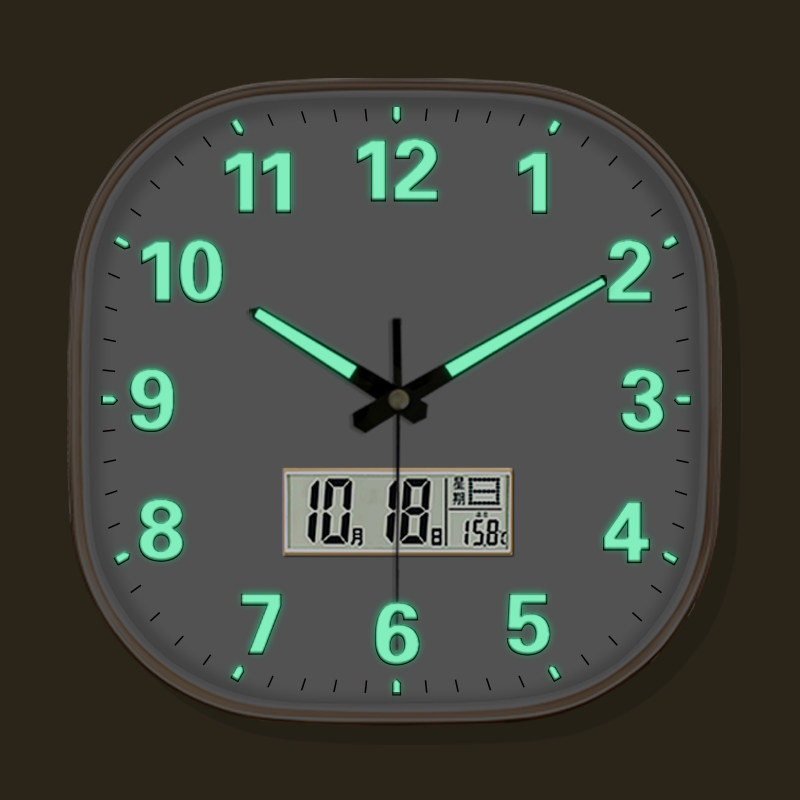 Living Room Perpetual Calendar Modern Creative Quartz Clock Luminous Wall Clock Home Clock Simple and Elegant Radio-Controlled Light Luxury Clock