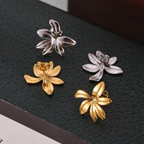 New titanium steel pastoral style flower earrings ins style Japanese and Korean earrings light luxury elegant 18k real gold plated earrings jewelry
