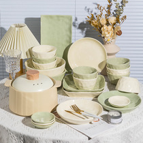 Dishes set household 2024 new cream color high-end light luxury housewarming dishes and bowls set bowls and chopsticks tableware