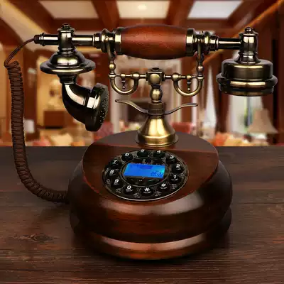 Antique retro telephone European solid wood rotating wireless card telephone telecommunications mobile linkage home landline