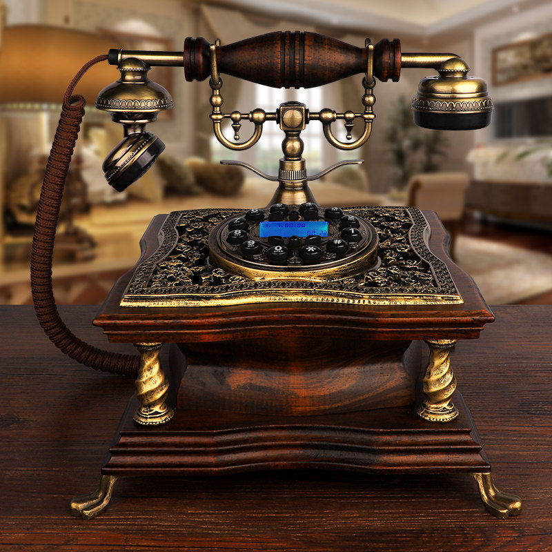 American antique telephone European-style telephone Home Vintage Solid Wood Living Room Fixed Telephone New
