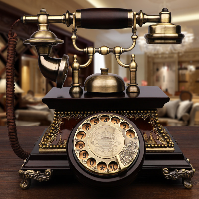 GDIDS antique telephone set European style retro solid wood revolving old living room home wireless card telephone landline