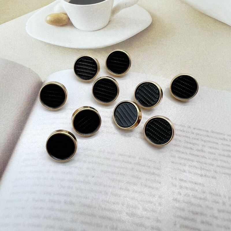 Popular High-End Metal Buttons for Men's Shirts, Exquisite Oil-Patterned Alloy Buttons, Black Versatile Cuff Buttons