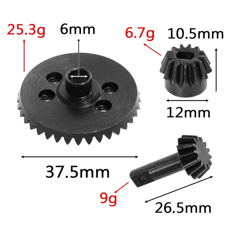 Traxxas Slash 4X4 Thunder 727 Upgraded Steel Differential with Large Gear Front and Rear Drive Gears
