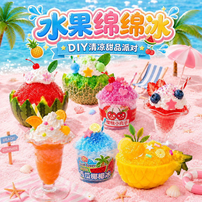 Fruit Ice Cream Handmade DIY Jelly Sand Material Kit Toy Children's Creative Self-Made Full Set for Boys and Girls