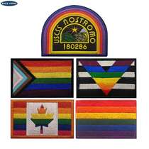 Overseas customers cross-border supply colorful striped embroidered cloth patch embroidered rainbow flag backpack Velcro badge ready stock