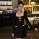 Hollinu Collar Black Waist Slimming Look Long-Sleeved Dress Women's Spring & Fall 2025 New High-End Elegant Skirt