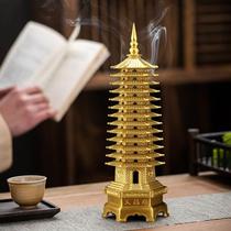Brass Wenchang Tower 13th floor ornaments 9th floor 9th floor study desk ornaments crafts