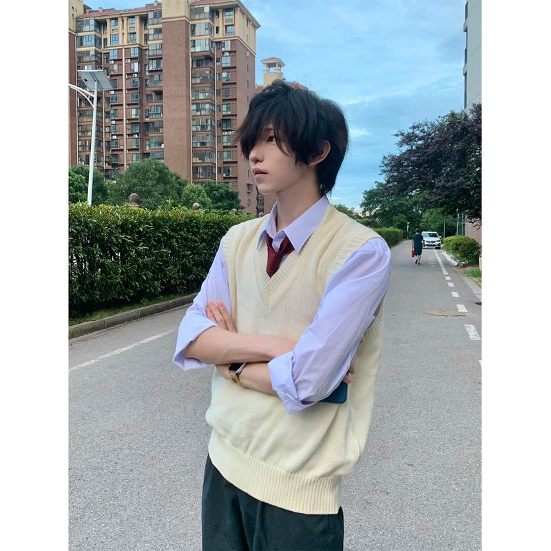 Jkdk Uniform Unisex Academy Knitted Sweater Vest Layered with New Style Matching Shirt V-Neck Sleeveless Vest