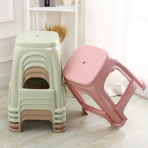 Plastic stool household thickened Nordic non-slip adult clinker high stool extra thick dining table chair large square stool