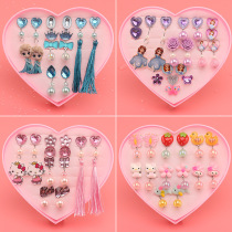 Childrens ear clip without piercing set baby princess cute cartoon girl fake earrings jewelry girls holiday gift
