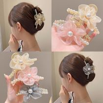 Summer Pearl Flower Clip Womens Cute Hair Clip Headwear Korean Hair Clip Back of the Head Large Shark Clip Top Clip